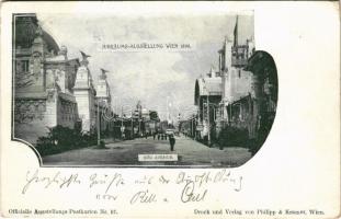 1898 Jubiläums Ausstellung Wien 1898. Süd-Avenue. Officielle Ausstellung Postkarte Nr. 57. / Viennese Jubilee Exhibition advertising card + So. Stpl. (EK)