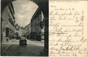 1899 (Vorläufer) Linz a.d. D., Altstadt durch das Landhaus gesehen