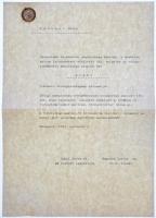 1981. Állatforgalom - Húsipar - Törzsgárda műgyantás, aranyozott fém kitűző, eredeti adományozói levéllel (21x20mm) T:1