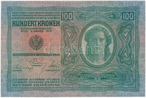 1912. 100K piros "Deutschösterreich" felülbélyegzéssel, mindkét oldala német T:I