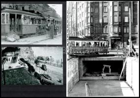 Budapesti villamosok, különböző időpontokban készült felvételek és nagyítások vegyes tétele, 8 db fo...