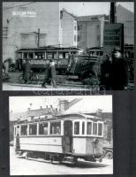 Budapesti villamosok, különböző időpontokban készült felvételek és nagyítások vegyes tétele, 8 db fo...