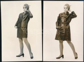 1969 Divatfotók bőr felsőruházatról, 3 db vintage fotó, 17,5x11,8 cm