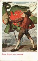 1909 Innsbruck, Tirols Festgruß aus Innsbruck. Tiroler Landes-Jahrhundertfeier 1809-1909 / Tyrolean state centenary celebrations, art postcard s: Th. Walch