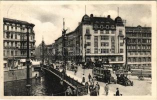 1911 Berlin, Weidendammer Brücke / bridge, autobus, automobile, Hotel New York, shops (EK)