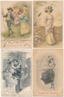 47 db RÉGI motívum képeslap: grafikai hölgyek kalapban / 47 pre-1945 motive postcards: graphic lady ...