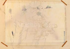 Willy P Egger (?-), db mű egy paszpartuban: Nyugtalan táj és Veszélyeztetett táj, 1967. Tus, papír. ...