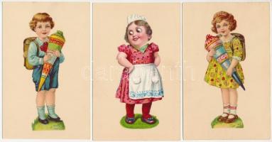 6 db RÉGI motívum képeslap: gyerek litho török díjjegyes lapokon / 6 pre-1945 motive postcards: chil...
