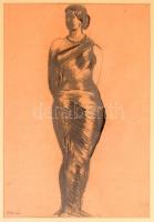 Kohán György (1910-1966): Női alak. Ceruza, papír, jelzett. Üvegezett fa keretben. 42x29,5 cm.