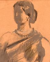 Kohán György (1910-1966): Női alak. Ceruza, papír, jelzett. Üvegezett fa keretben. 42x29,5 cm