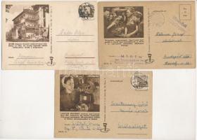 3 db RÉGI magyar kommunista propaganda motívum képeslap / 3 pre-1945 Hungarian Communist propagan motive postcards