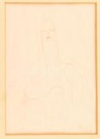 Olvashatatlan jelzéssel: Női akt. Tus, papír..Üvegezett fa keretben. 22,5x14,5 cm