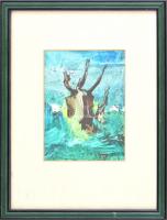 Ruttka Ferenc (1926-2019): Remény, 1998. Olaj, papír, jelzett, hátoldalán kiállítási címkével és aut...