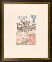 Ifj. Würtz Ádám (1957-): Beatle-ház. Színes rézkarc, papír, jelzett. Próbanyomat, művészpéldány E/A....