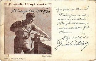 1906 Jó reszelő, könnyű munka. Gaál István reszelőgyára reklám. Budapest, Paskal-malom / Hungarian rasp factory advertisement (fa)