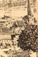 Tichy Kálmán (1888-1968): "Hunyadi-kanyar" (Budai látkép, háttérben a Dunával és a Parlamn...