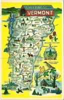 1971 Vermont, map postcard (surface damage)