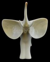 Hollóházi elefánt figura, kézzel festett, jelzett,  apró kopásnyomokkal, m:18,5 cm