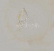 Városlődi majolika kerámia tányér, 3 db, kézzel festett, jelzettek, mázhibákkal, d: 15,5 cm