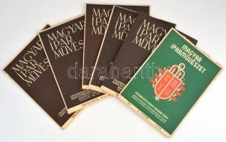 1937-1939 Magyar Iparművészet XL. évfolyamának 3. száma, XLI. évfolyamának 3. száma, XLII. évfolyamának 1., 2., 6., 10. száma, összesen 6 db.