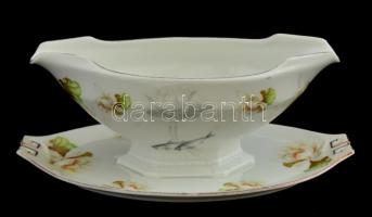 Moritz Zdekauer szecessziós szószos tál, matricás, kopott, 23,5×15x10 cm