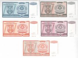 Horvátország / Krajna Szerb Köztársaság / Knin 1993. 20.000.000D-1.000.000.000D (5xklf, Z-sorozatjel...