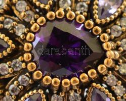 Aranyozott ezüst(Ag), kövekkel gazdagon díszített karkötő, jelzett, pótolt kapoccsal, h: 19 cm, brut...