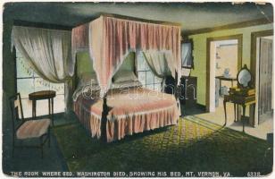 1909 Mount Vernon (Virginia), the room where George Washington died, showing his bed (EB)
