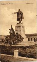 1913 Cegléd, Kossuth Lajos szobor, Városi villanytelep, üzletek. Sebők Béla kiadása (EK)