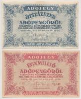 1946. 10.000AP + 50.000AP + 100.000AP + 500.000AP + 1.000.000AP egyiken fordított címer T:III