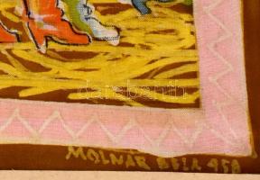 Molnár Béla (1904-1971) Félszázados évforduló emlékére, 1958. Textilművészeti alkotás, jelzett, folt...