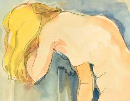 Szilárd Klára (Claire Szilard, 1921-2017): Női akt. Akvarell, papír, jelzett. Lap jobb széle kissé f...