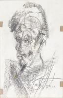 Olvashatatlan jelzéssel: Férfi portré. Szén, papír, üvegezett klipsz keretben, 30×21 cm