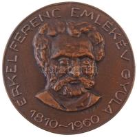 Kiss Sándor (1925-1999) 1960. "Erkel Ferenc Emlékév Gyula 1810-1960" egyoldalas, öntött Br plakett (101mm) T:1-