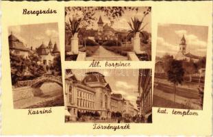 Beregszász, Beregovo, Berehove; kaszinó, állami borpince, katolikus templom, törvényszék / casino, state wine cellar, church, court of justice (ázott / wet damage)