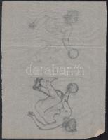 Borda János (1908-1978), 6 db mű: Sport témájú rajzok, tanulmányok (teke?), 1930-40 körül. Ceruza, p...