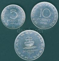 1948. 5Ft+10Ft+20Ft Ag "Petőfi, Széchenyi, Táncsics-Szabadságharc" sor T:2 ph.