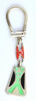 Ezüst(Ag) zománcozott díszítésű kulcstartó, jelzett, h: 9,5 cm, bruttó: 17,37 g