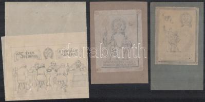 Borda János (1908-1978), 9 db mű: Szocreál témájú rajzok, tanulmányok, propaganda tervek (1950-53 kö...