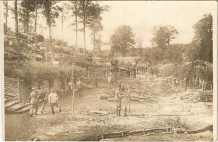 1915 WWI German military field camp, shelter, trenches, soldiers. photo + 9. Württ. Inf.-Reg. Nr. 127. 6. Kompagnie