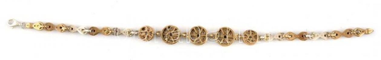 Aranyozott ezüst(Ag) karkötő, színes kövekkel, pótolt kapoccsal, jelzett, h: 21 cm, bruttó: 16,65 g