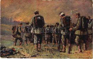 Nun danket alle Gott / WWI German military art postcard, soldiers prayer s: Kurd Albrecht (EK)