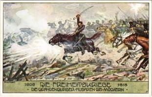 Die Freiheitskriege. Die Brandenburger Husaren bei Möckern / Battle of Möckern 1813. German military, liberation war s: Kutzer (ragasztónyom / glue mark)