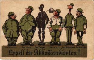 1918 Appell der Abkommandierten / WWI German military humour art postcard (fl)