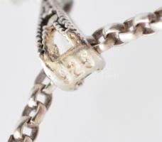 Ezüst(Ag) pancer nyaklánc, gyöngyös medállal, jelzett, h: 45 cm, 3,5×1,5 cm, bruttó: 9,37 g