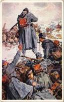 Die Warasdiner werden von den Serben arg bedrängt. Aus dem goldenen Buche der Armee Serie I. Offizielle Karte für Rotes Kreuz, Kriegsfürsorgeamt Kriegshilfsbüro Nr. 199. / WWI Austro-Hungarian K.u.K. military art postcard s: Marussig (EK)