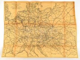 cca 1910 Közép-Európa vasuti térképe, Bp. Posner Károly Lajos és fia, szép állapotban, 52x70 cm. + Ausztria vasúti térképe / cca 1910 Railroad map of Central Europe, Map of Austrian railways, 52x70 cm.