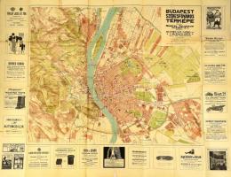 1913 Budapest Székesfőváros térképe. Magyar Földrajzi Intézet. 84x106 cm