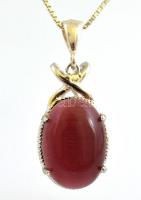 Ezüst(Ag) venezianer nyaklánc, ovális medállal, szintetikus lila kővel, jelzett, h: 44 cm, 3 cm, bruttó: 6,38 g