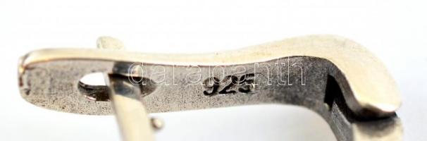 Ezüst(Ag) fülbevalópár, markazittal és rózsaszín kővel, jelzett, h: 4 cm, bruttó: 9,34 g